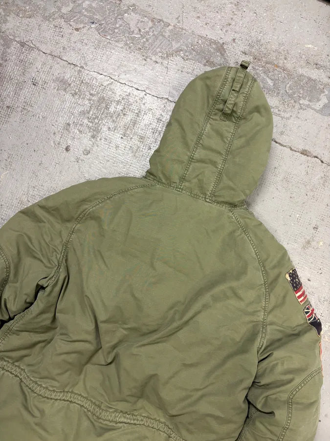 AW2012 Ralph Lauren Khaki Green Flags Long Cargo Parka Coat miphUsz 7