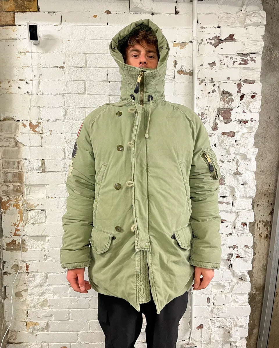 AW2012 Ralph Lauren Khaki Green Flags Long Cargo Parka Coat miphUsz 3
