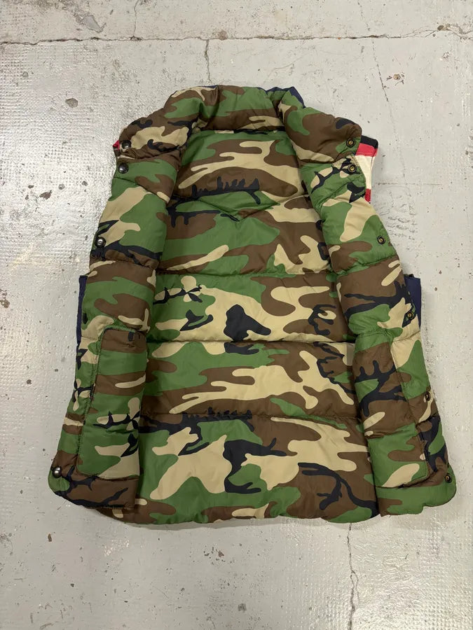 2010s Ralph Lauren Navy Camo Reversible American Flag Puffer Vest iBLSTys 9