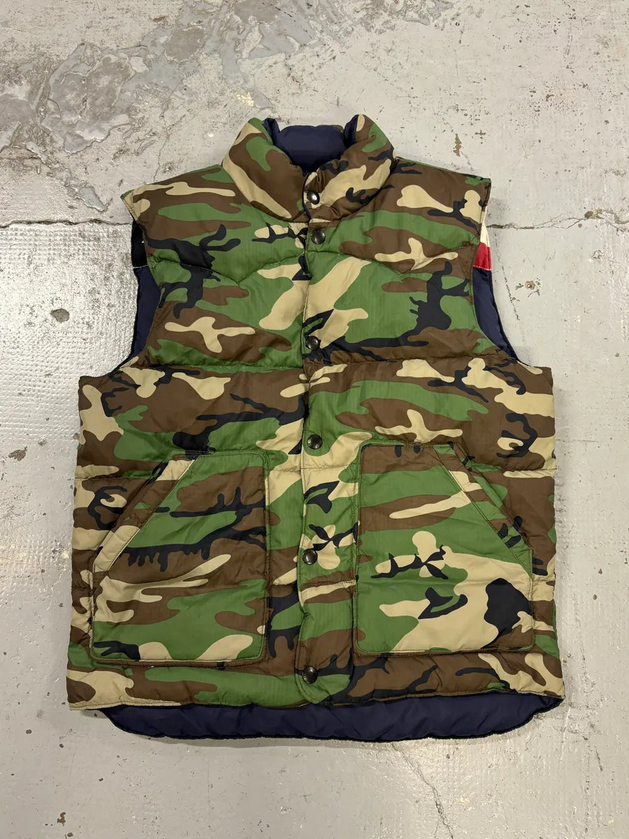 2010s Ralph Lauren Navy Camo Reversible American Flag Puffer Vest iBLSTys 1