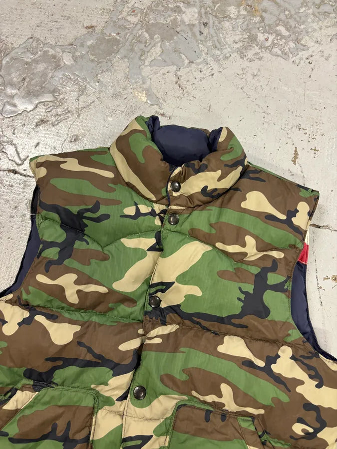 2010s Ralph Lauren Navy Camo Reversible American Flag Puffer Vest iBLSTys 7