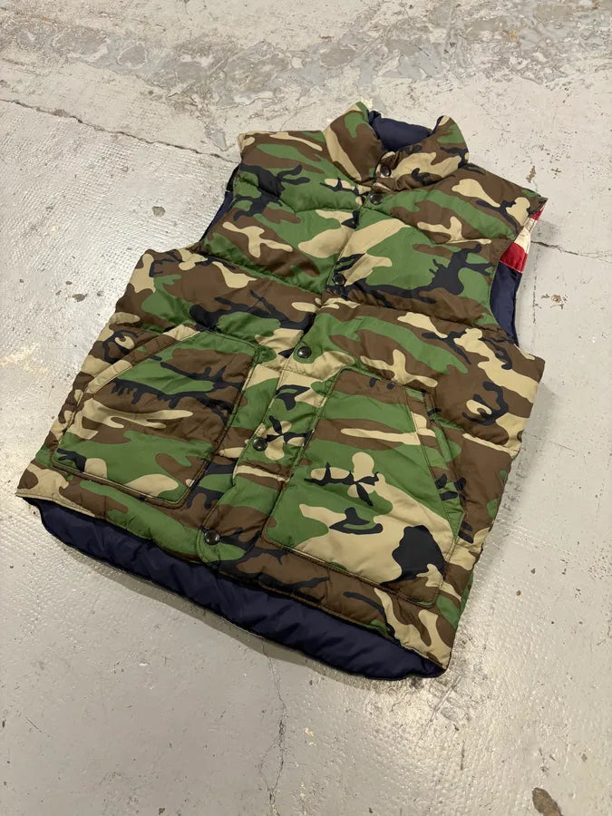 2010s Ralph Lauren Navy Camo Reversible American Flag Puffer Vest iBLSTys 6