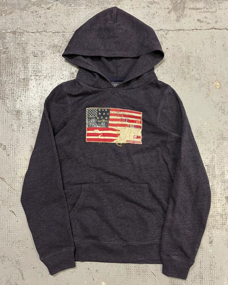 Ralph Lauren Purple Grey Flag Patch Hoodie VHdLzjT 0