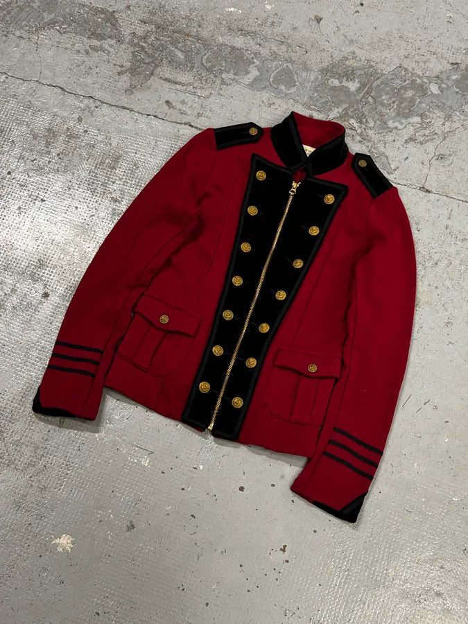 Ralph Lauren Red & Black Buttoned Officer Zip-Up Jacket YHpavDg 4