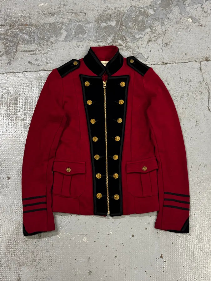 Ralph Lauren Red & Black Buttoned Officer Zip-Up Jacket YHpavDg 0