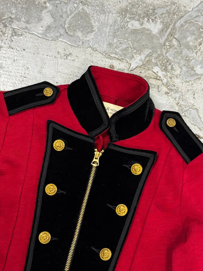 Ralph Lauren Red & Black Buttoned Officer Zip-Up Jacket YHpavDg 8
