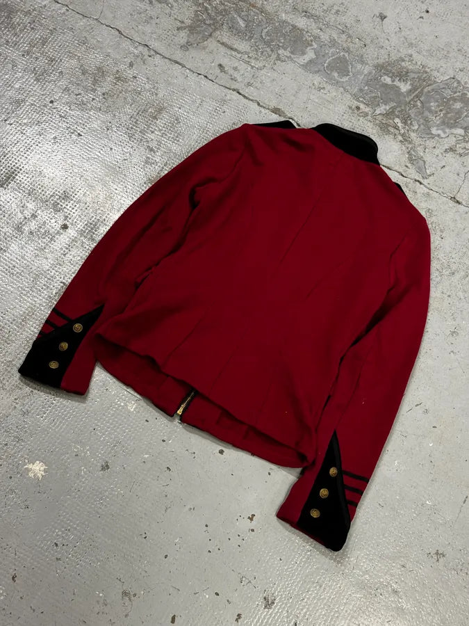Ralph Lauren Red & Black Buttoned Officer Zip-Up Jacket YHpavDg 5