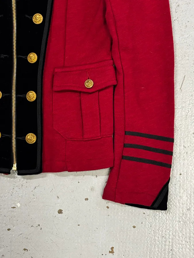 Ralph Lauren Red & Black Buttoned Officer Zip-Up Jacket YHpavDg 7