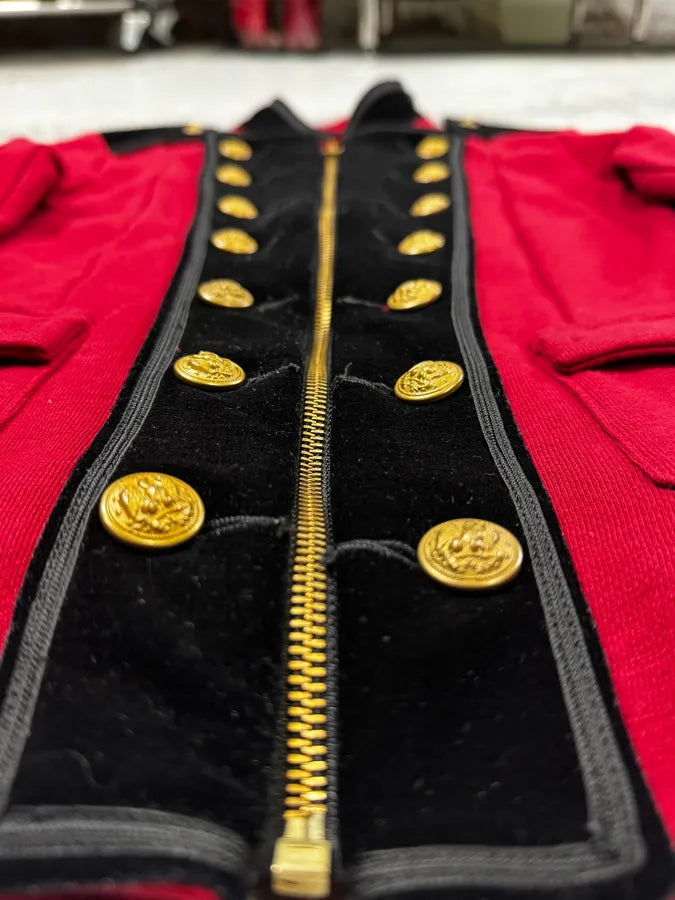 Ralph Lauren Red & Black Buttoned Officer Zip-Up Jacket YHpavDg 9