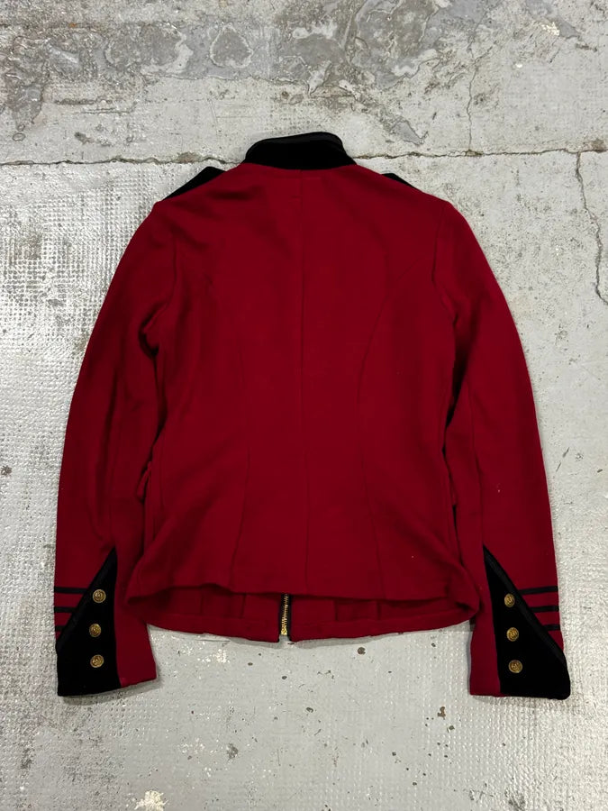 Ralph Lauren Red & Black Buttoned Officer Zip-Up Jacket YHpavDg 3