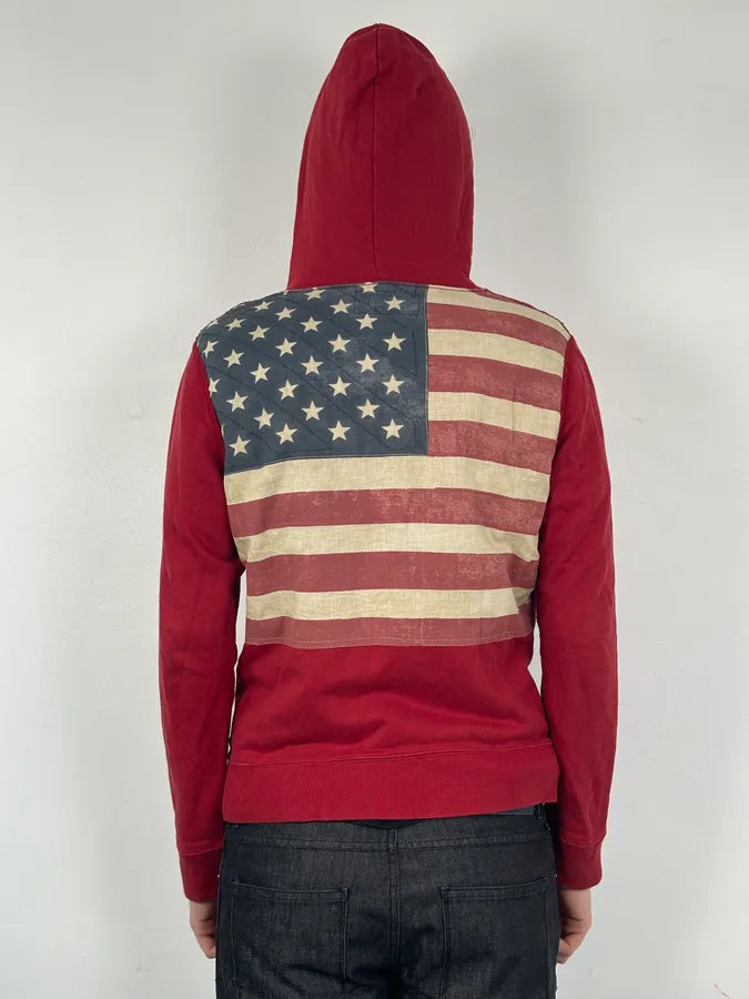2010s Ralph Lauren Red USA Flag Zip-up Hoodie wTZUYhD 3