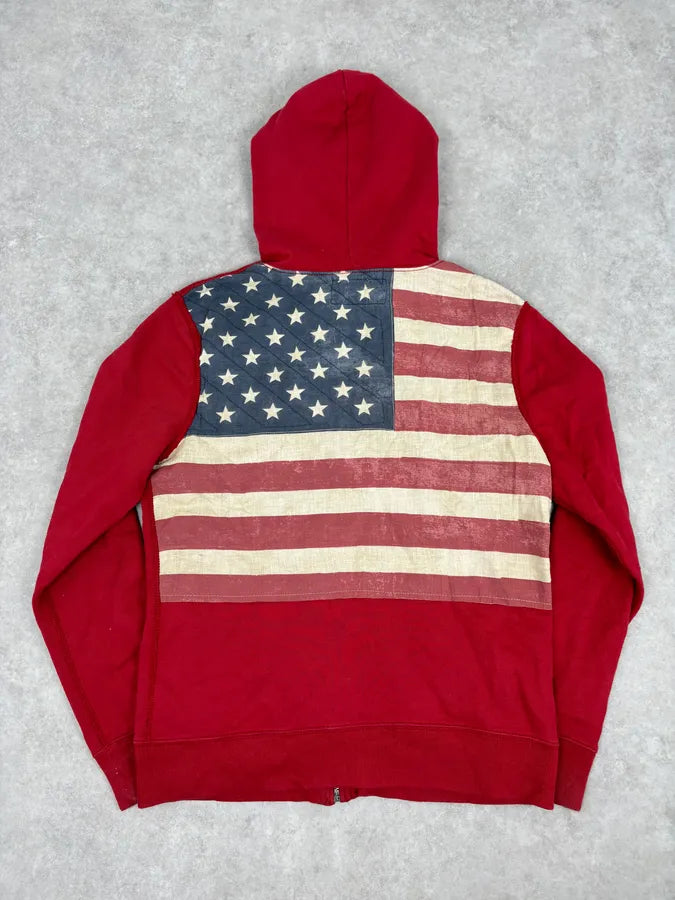 2010s Ralph Lauren Red USA Flag Zip-up Hoodie wTZUYhD 0