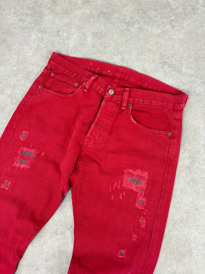 Ralph Lauren Red Distressed Slim Denim Jeans UatIZdw 4