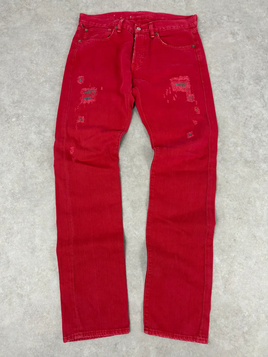 Ralph Lauren Red Distressed Slim Denim Jeans UatIZdw 0