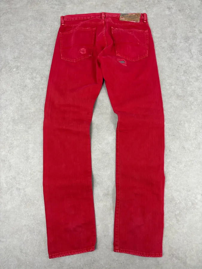 Ralph Lauren Red Distressed Slim Denim Jeans UatIZdw 5