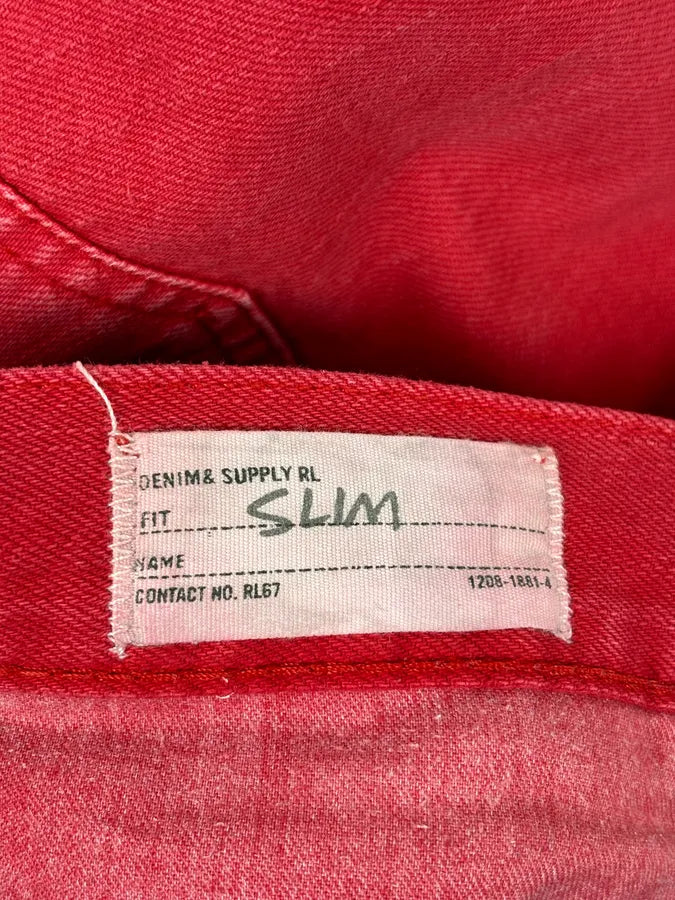 Ralph Lauren Red Distressed Slim Denim Jeans UatIZdw 10