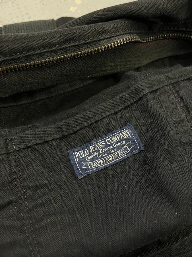 Ralph Lauren USA Flag Black Canvas Shoulder Bag QfuPoNj 6