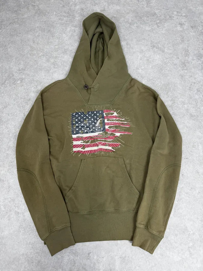 Ralph Lauren USA Flag Faded Green Hoodie GerzgMi 2