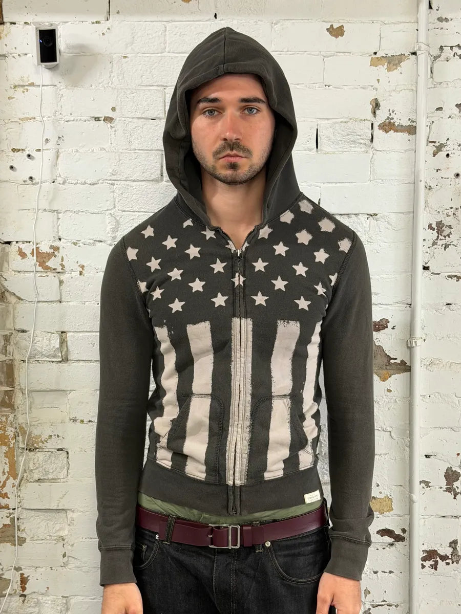 Ralph Lauren USA Flag Grey Faded Zip Hoodie rkqoVDU 1