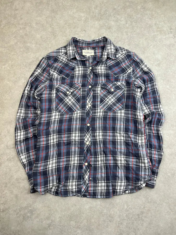 2010s Ralph Lauren White & Blue Tartan Soft Shirt BPZimxI 2