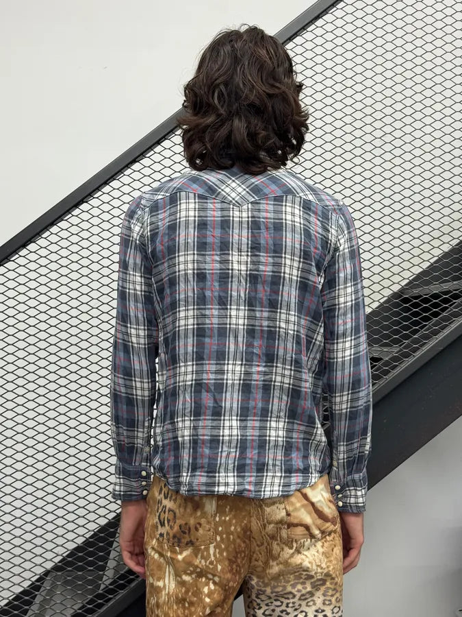 2010s Ralph Lauren White & Blue Tartan Soft Shirt BPZimxI 1