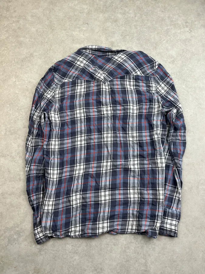 2010s Ralph Lauren White & Blue Tartan Soft Shirt BPZimxI 5