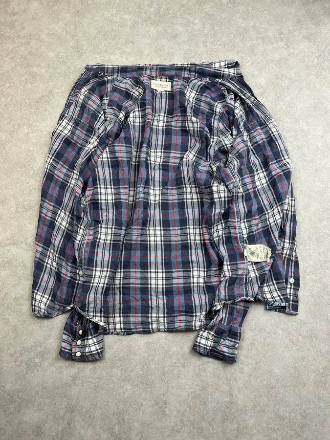2010s Ralph Lauren White & Blue Tartan Soft Shirt BPZimxI 7