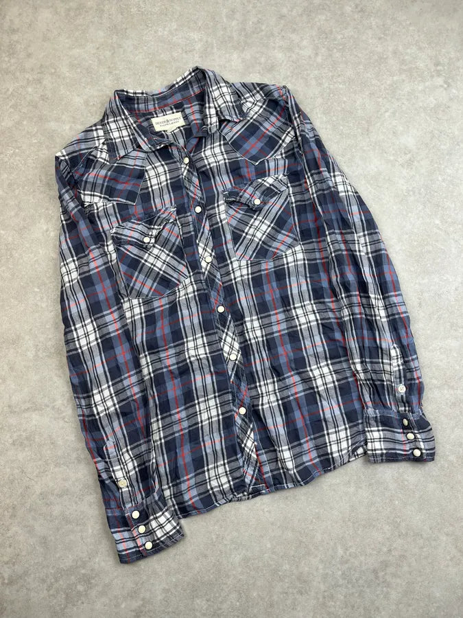 2010s Ralph Lauren White & Blue Tartan Soft Shirt BPZimxI 3