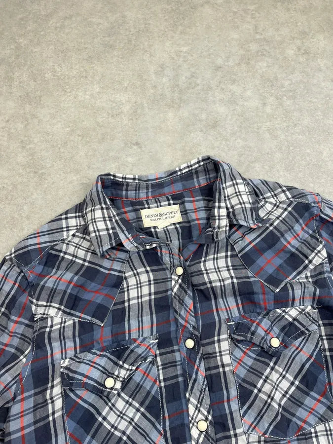 2010s Ralph Lauren White & Blue Tartan Soft Shirt BPZimxI 4