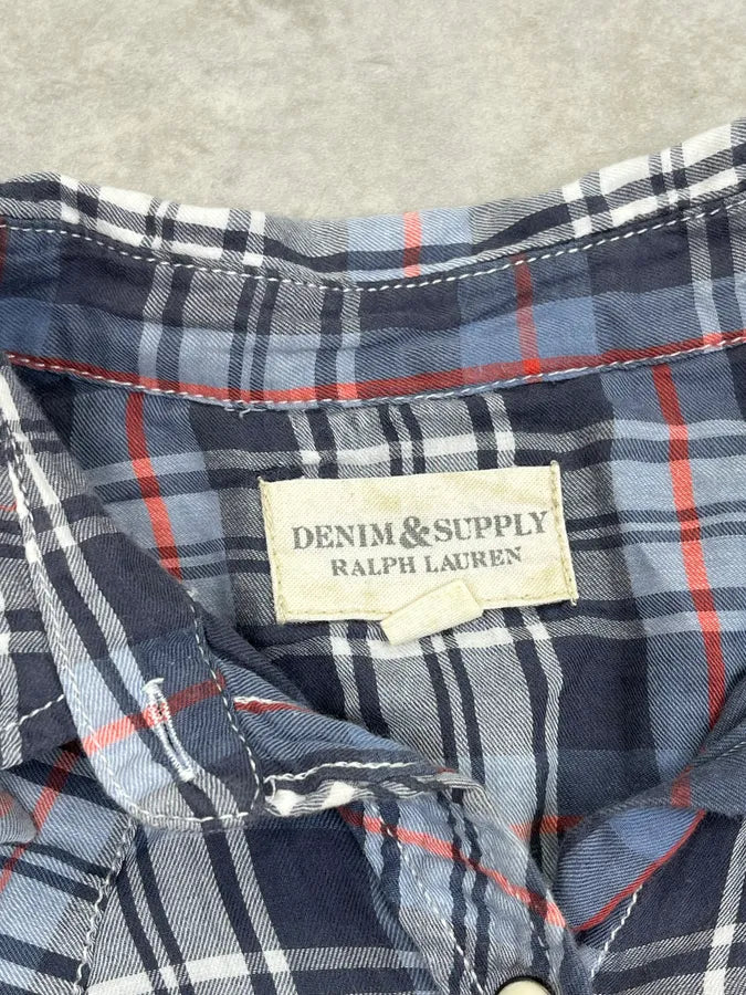 2010s Ralph Lauren White & Blue Tartan Soft Shirt BPZimxI 8