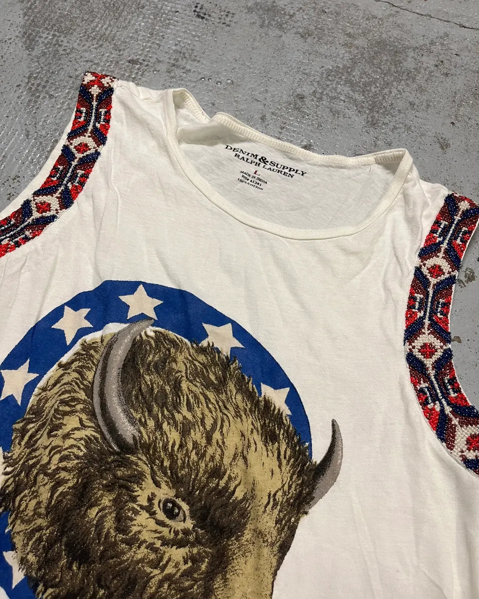 Ralph Lauren White Bison Contemporary Tank Top mviLeuV 4