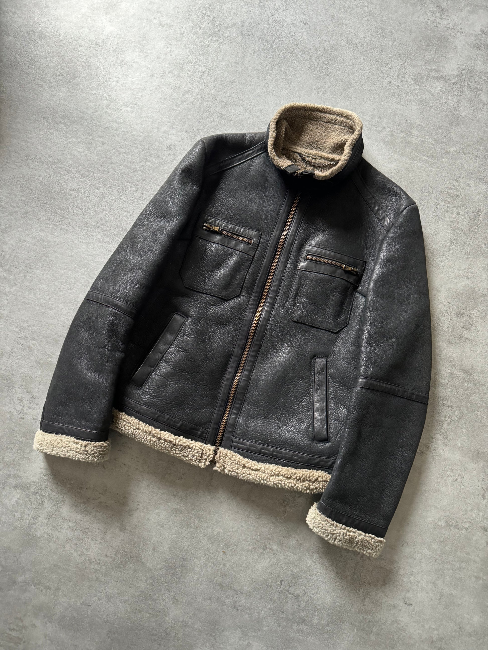 1990s Dolce & Gabbana Shearling Leather Jacket  (S) - 4