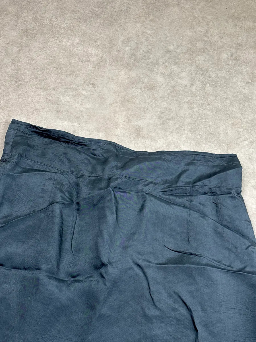 2000s Dries Van Noten Dark Slate Rayon D-Ring Belt High Waist Skirt rhcwPkIk 8