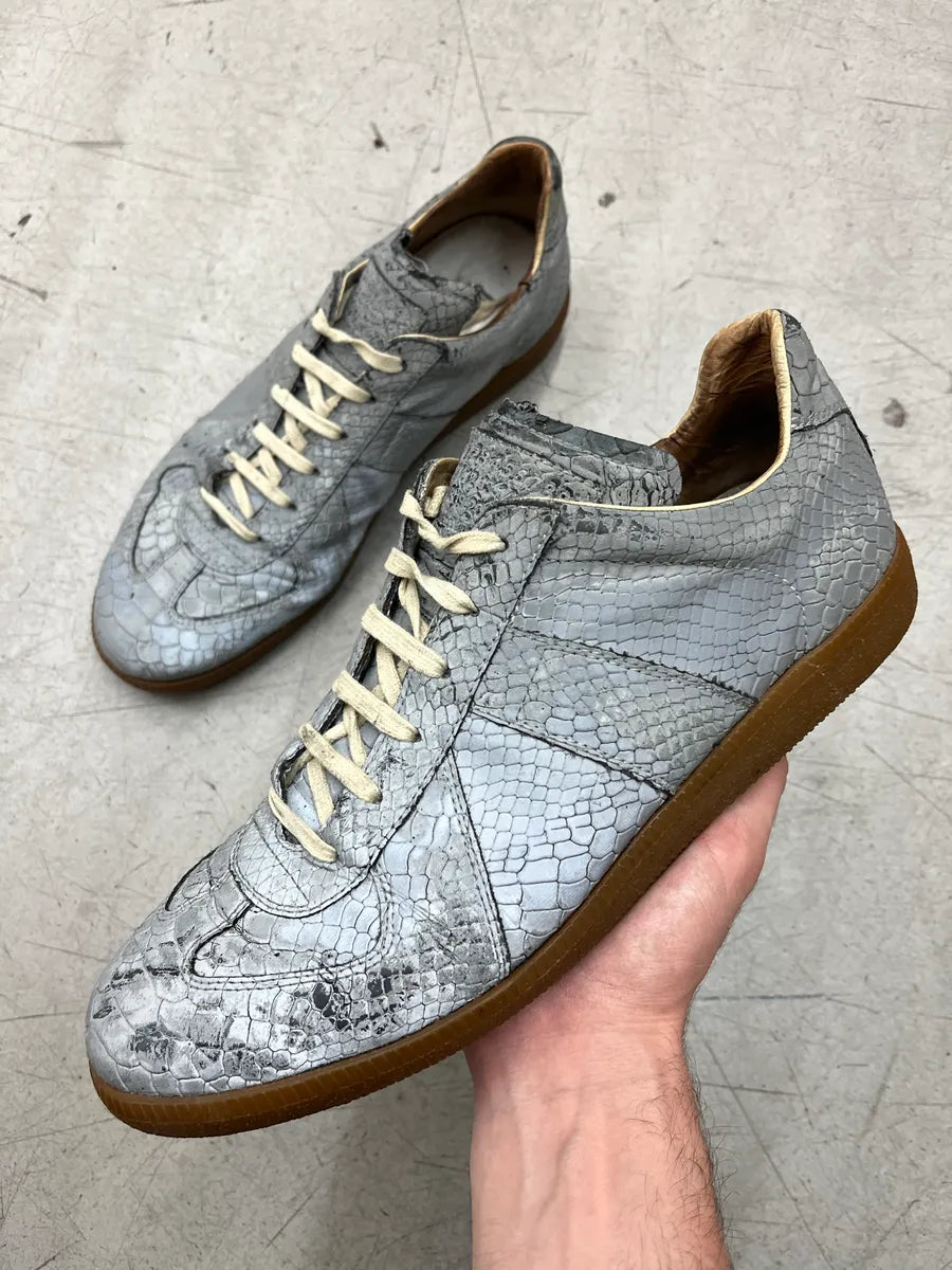 Maison Margiela Replica Python Embossed 3M Grey Leather Sneakers rhsvDmZB 0