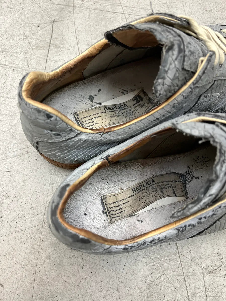 Maison Margiela Replica Python Embossed 3M Grey Leather Sneakers rhsvDmZB 9