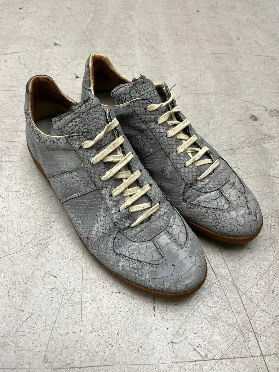 Maison Margiela Replica Python Embossed 3M Grey Leather Sneakers rhsvDmZB 3