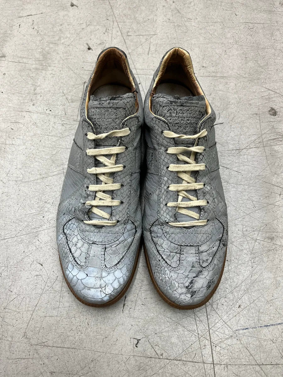 Maison Margiela Replica Python Embossed 3M Grey Leather Sneakers rhsvDmZB 6