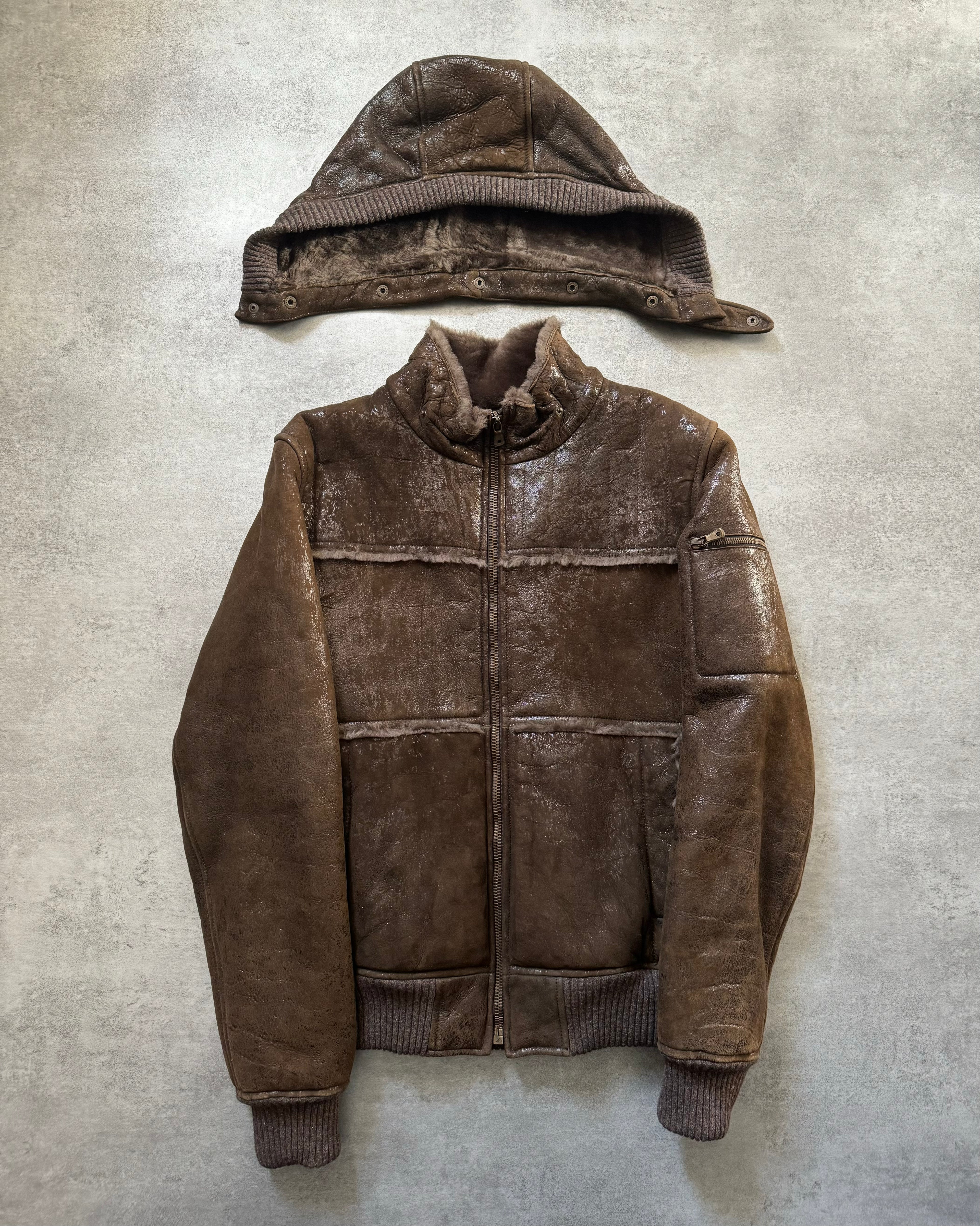 2010s Dolce & Gabbana Rabbit Brown Lamb Leather Cristal Jacket  (M) - 7