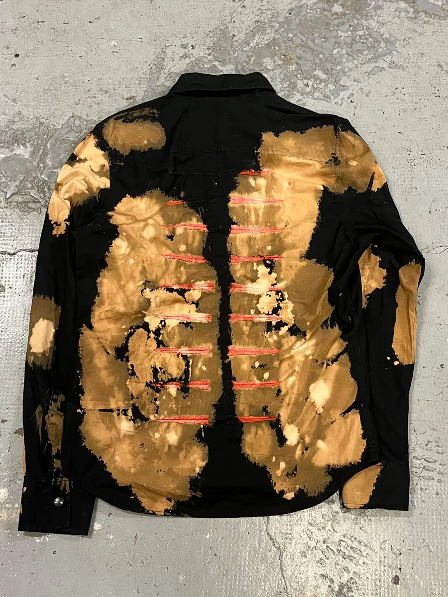 Richmond Black & Beige Bleached Effect Shirt YIzPWNL 5