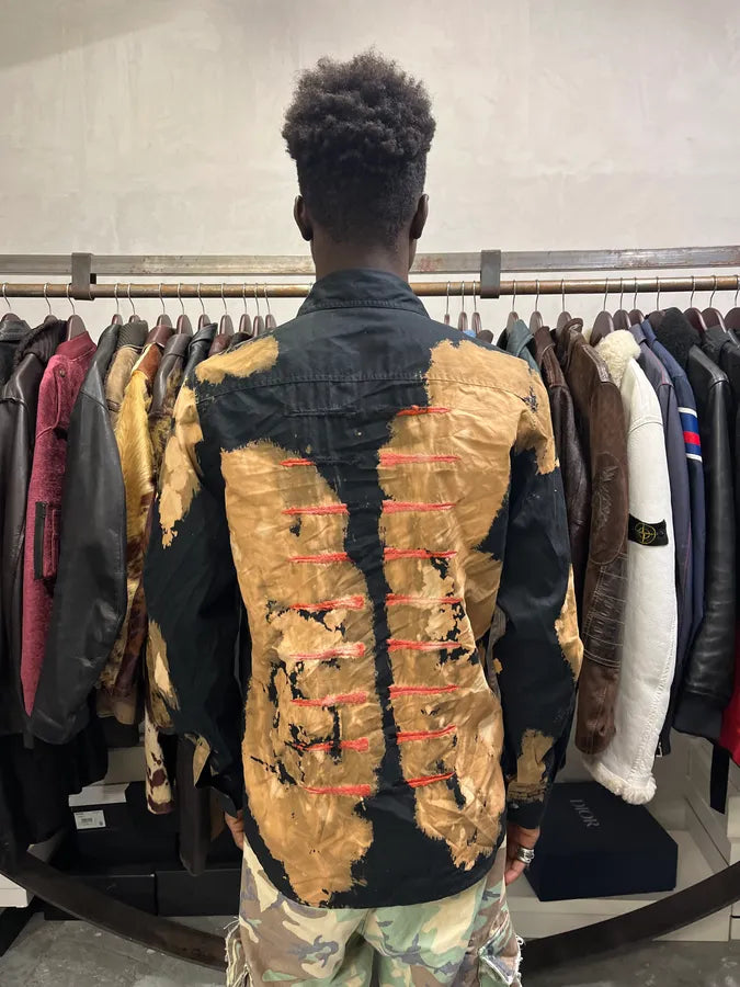Richmond Black & Beige Bleached Effect Shirt YIzPWNL 1
