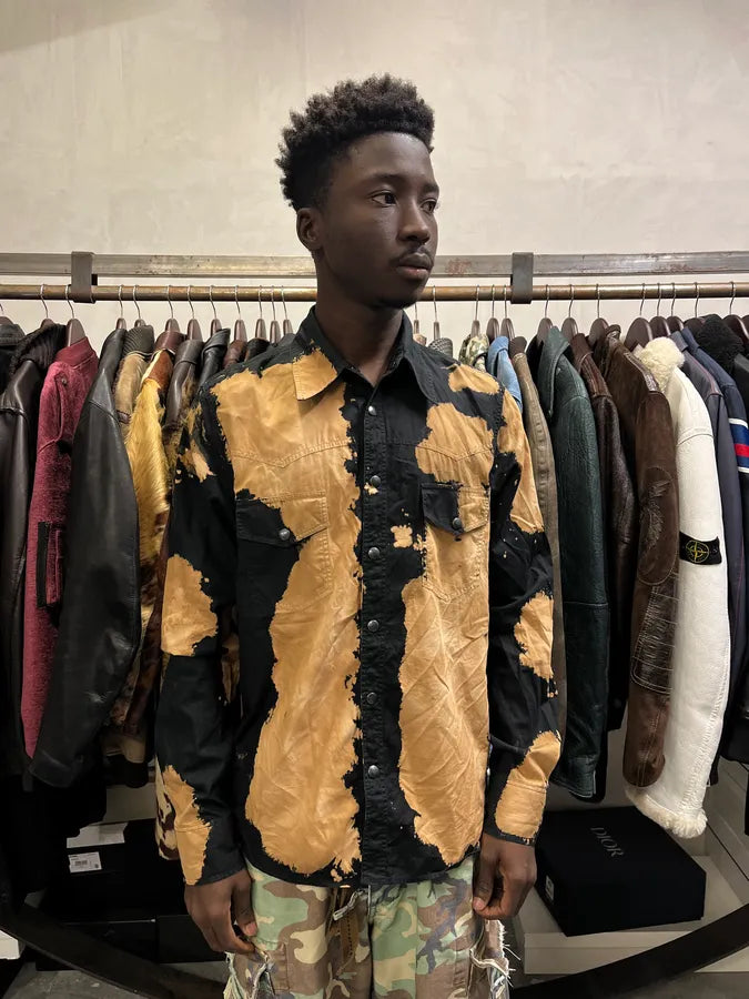 Richmond Black & Beige Bleached Effect Shirt YIzPWNL 2