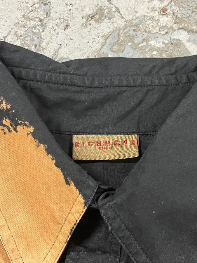 Richmond Black & Beige Bleached Effect Shirt YIzPWNL 7