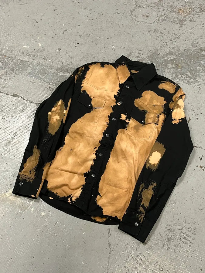 Richmond Black & Beige Bleached Effect Shirt YIzPWNL 3