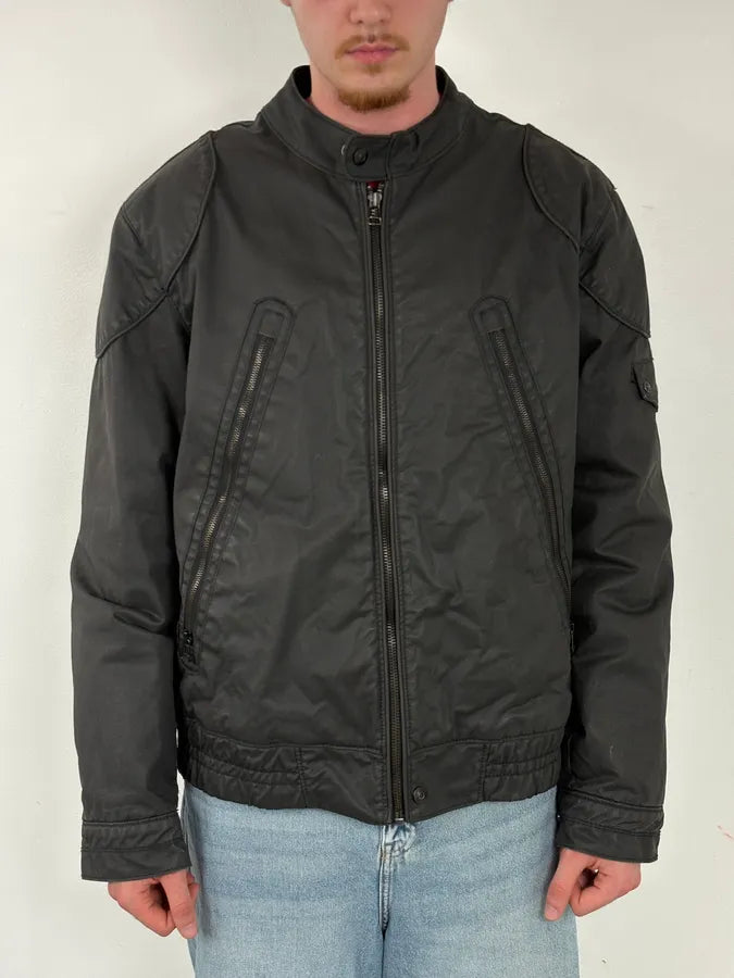 2010s Black Nylon Bomber Multi-Zip Jacket EQNoBNd 1