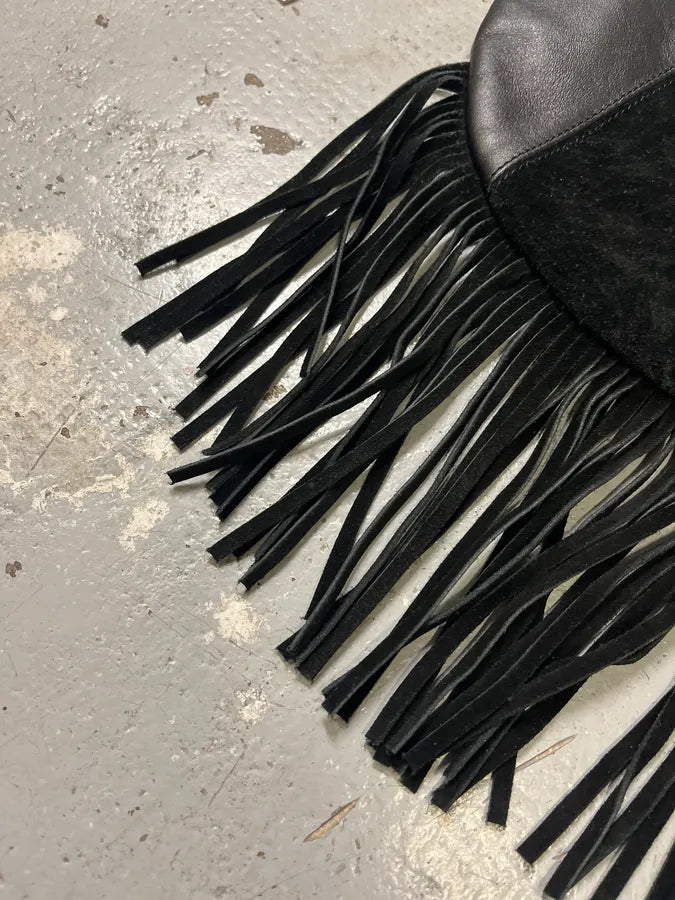 Richmond Fringe Black Leather Suede Handle Bag tbhOKrf 2