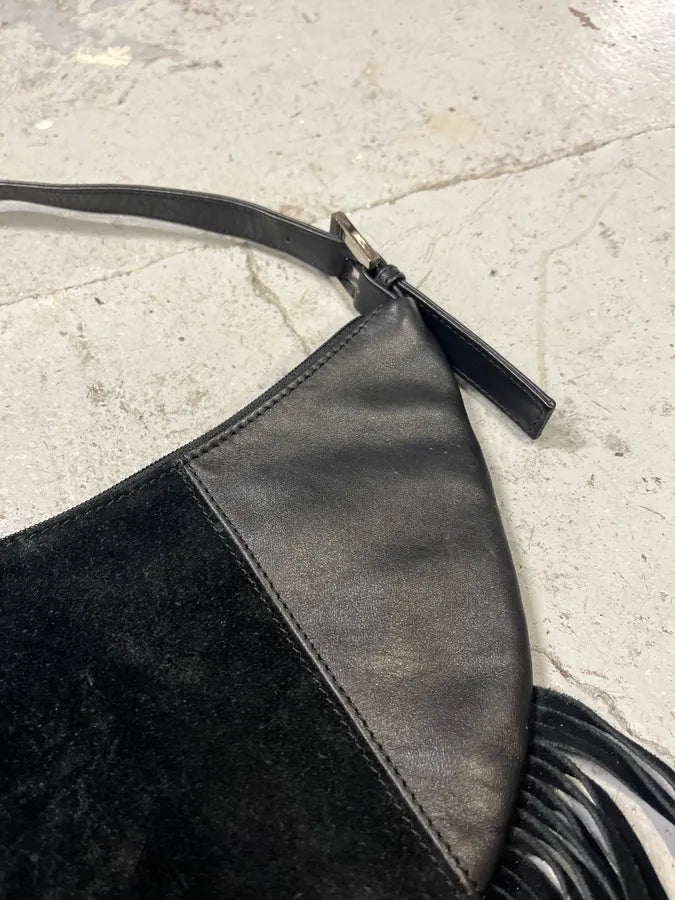 Richmond Fringe Black Leather Suede Handle Bag tbhOKrf 3