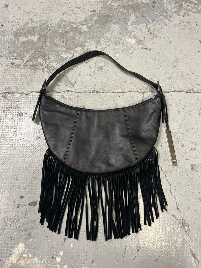 Richmond Fringe Black Leather Suede Handle Bag tbhOKrf 5