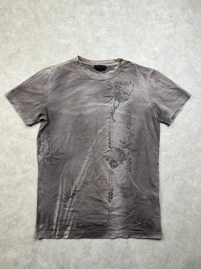 2010s Richmond Grey Embroidered Floral T-Shirt iCXJVXz 0