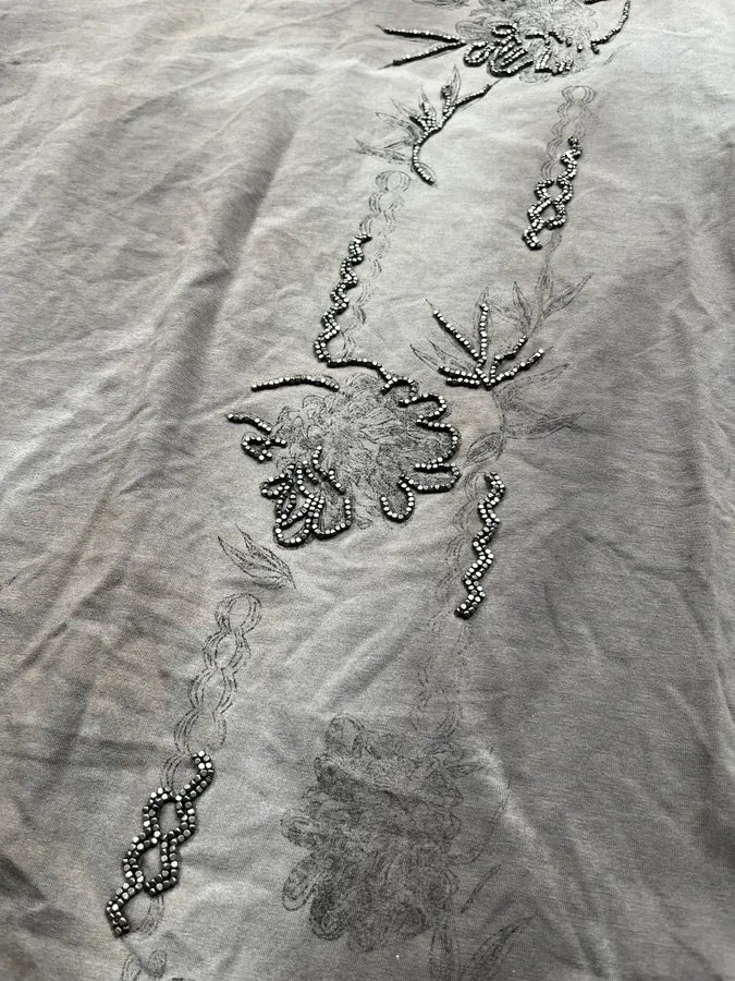 2010s Richmond Grey Embroidered Floral T-Shirt iCXJVXz 6