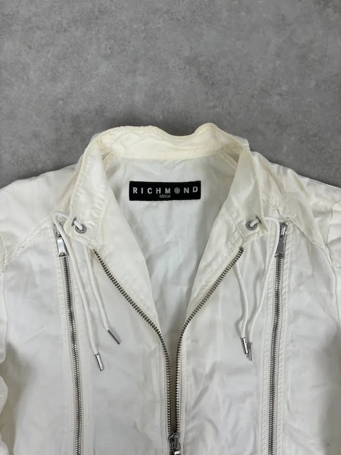 Richmond Multi Zip White Avant-Garde Biker Jacket HgEDuJu 6